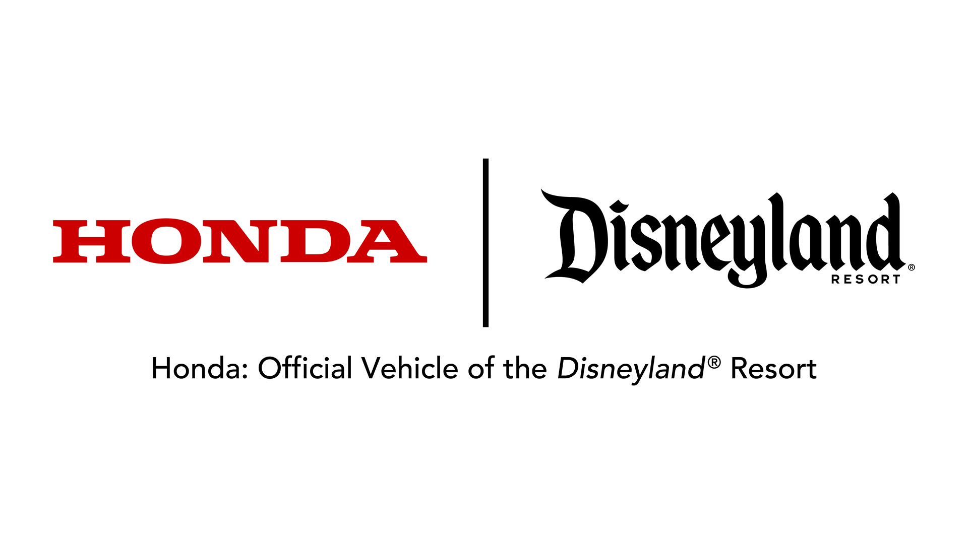 The Honda logo and Disneyland logo side by side.