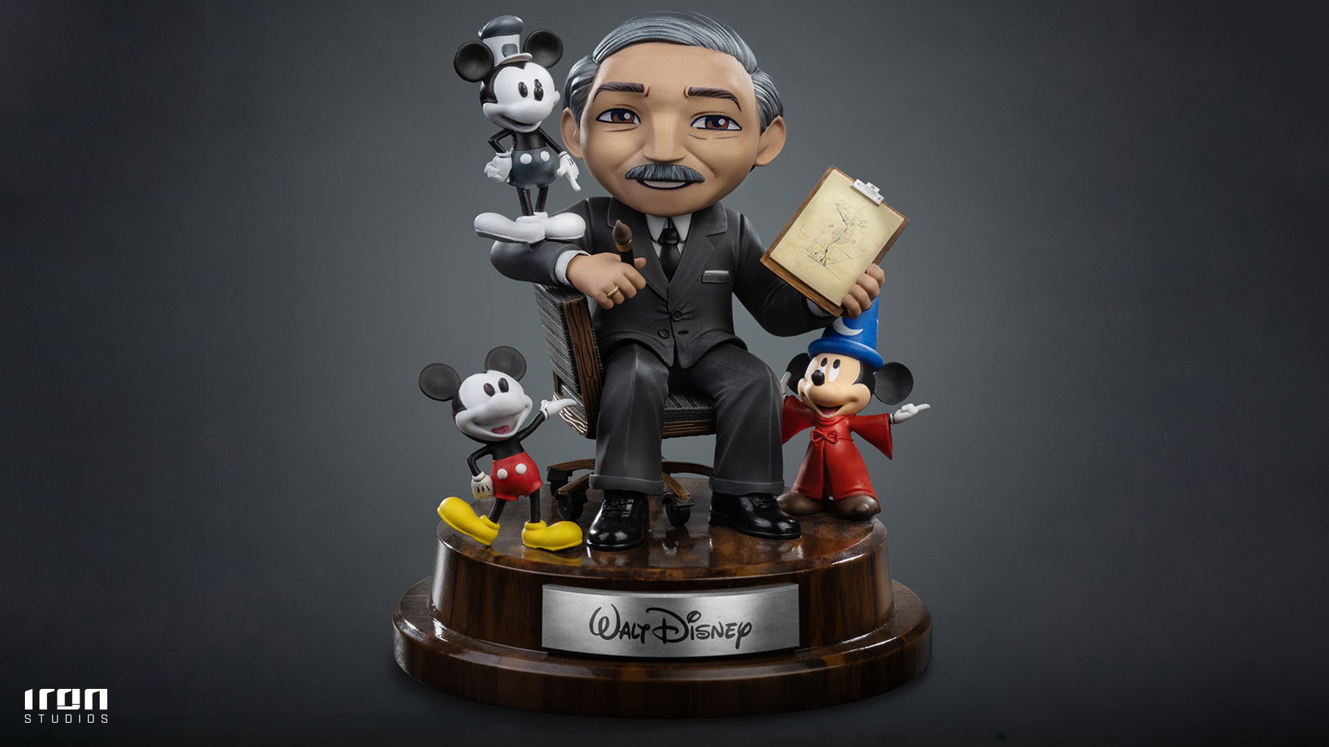 A limited 1:10 scale statue (500 pieces) featuring iconic elements from his creative legacy, and a special MiniCo inspired by Walt Disney World and Mickey&rsquo;s most iconic eras.