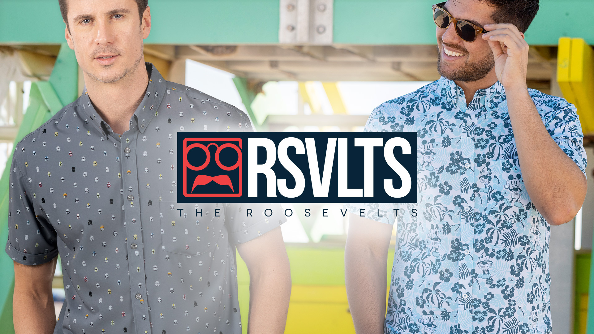 Two models sporting RSVLTS apparel.