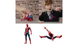 Several side-by-side images of the Flipping Spider-Man figurine.