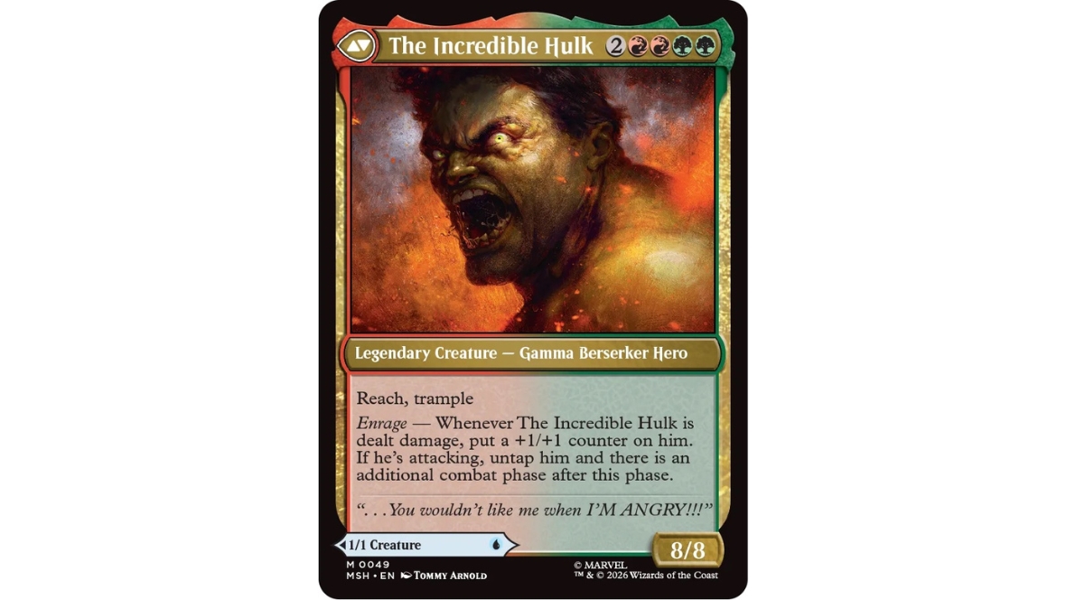 An image of a Hulk-themed Magic: The Gathering card.