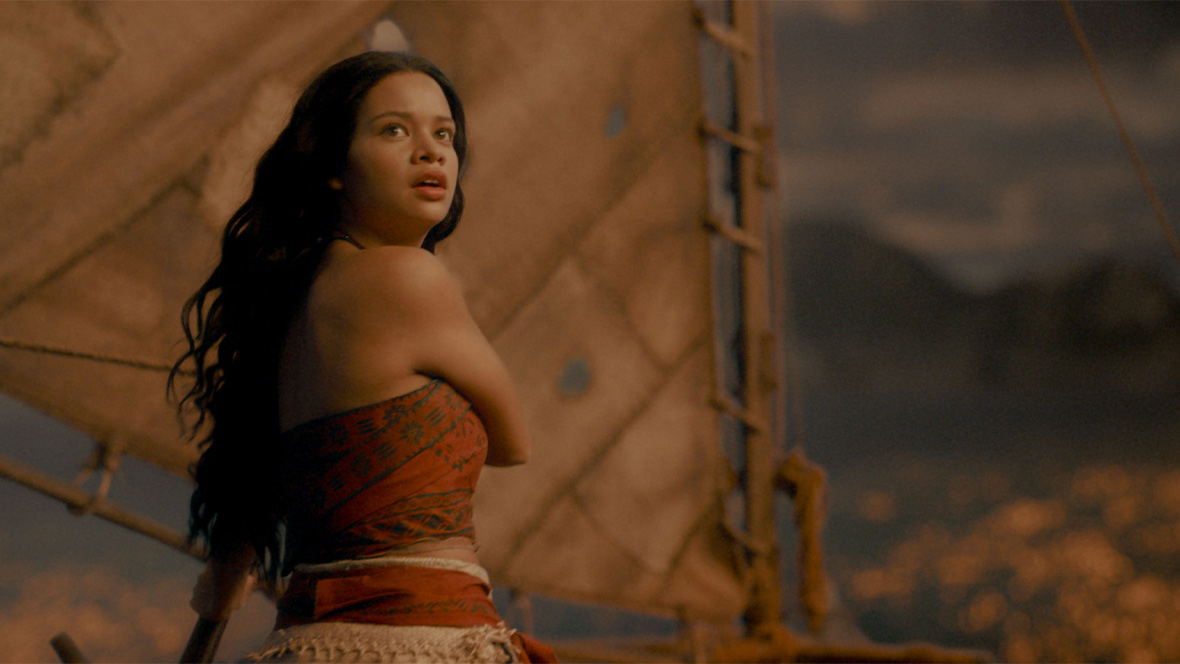 An image of Moana (Catherine Lagaʻaia) from Disney&rsquo;s live-action reimagining of the Oscar-nominated animated adventure Moana.