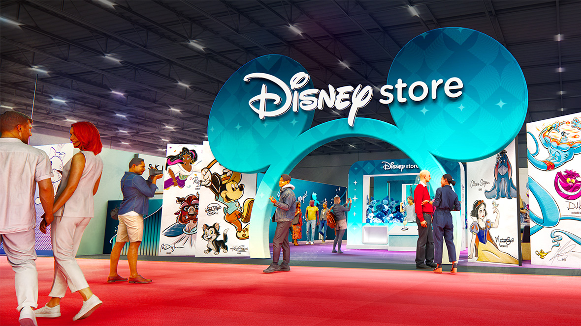 An artist rendering of the Disney Store, one of the stores at D23: The Ultimate Disney Fan Event 2026.