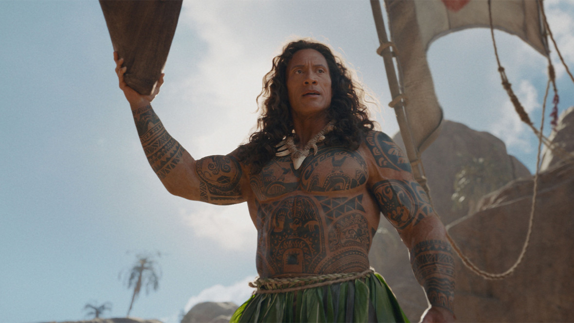An image of Maui (newly named Disney Legend Dwayne Johnson) in Disney&rsquo;s live-action reimagining of the Oscar-nominated animated adventure Moana.