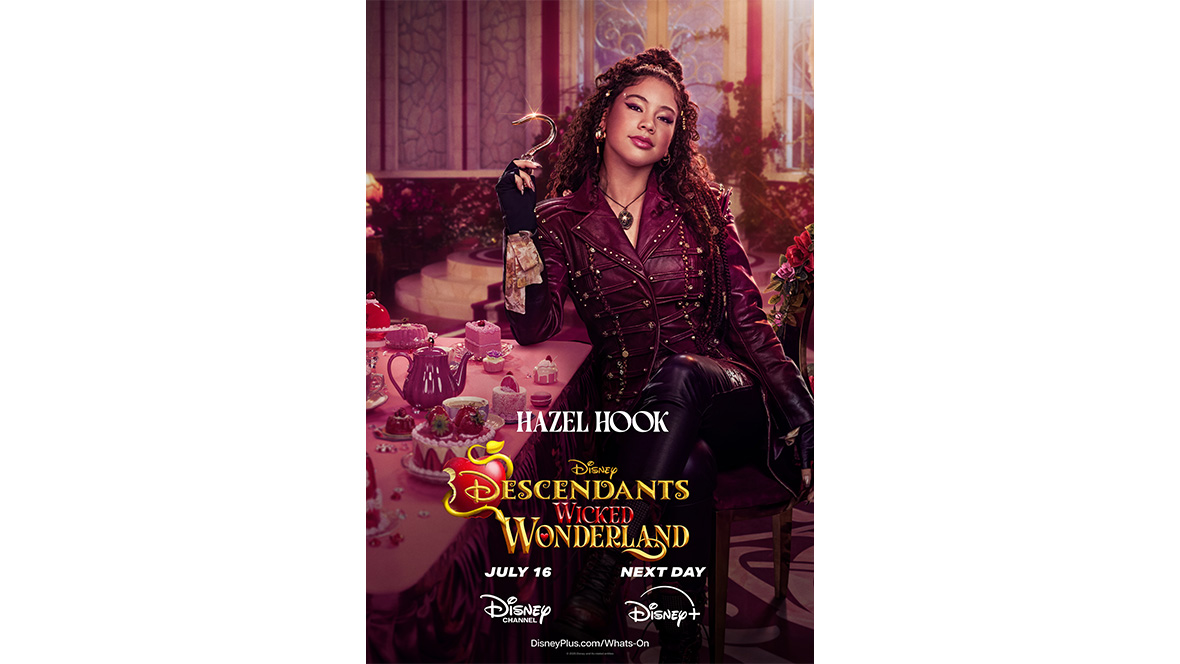 A promotional image of Kiara Romero as Hazel Hook in Descendants: Wicked Wonderland.