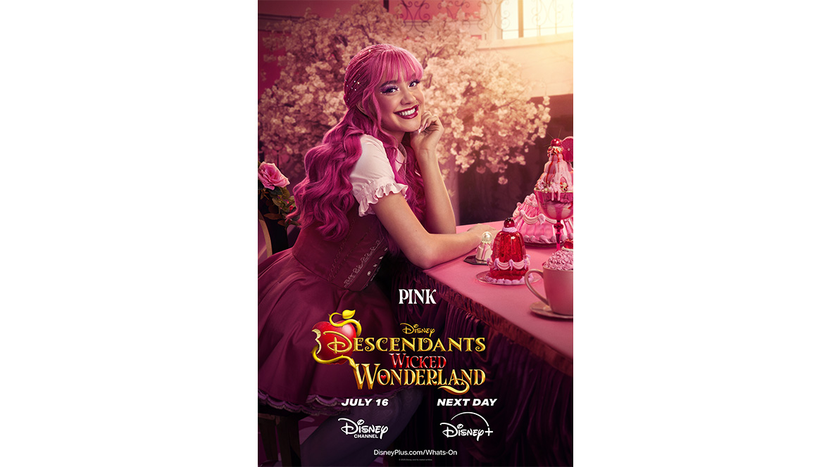 A promotional image of Liamani Segura as Pink in Descendants: Wicked Wonderland.