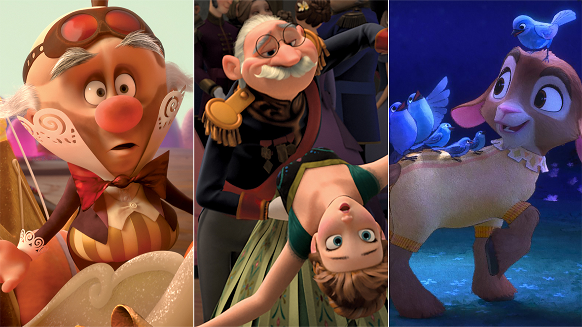  A triptych featuring King Candy, Duke of Weselton, and Valentino