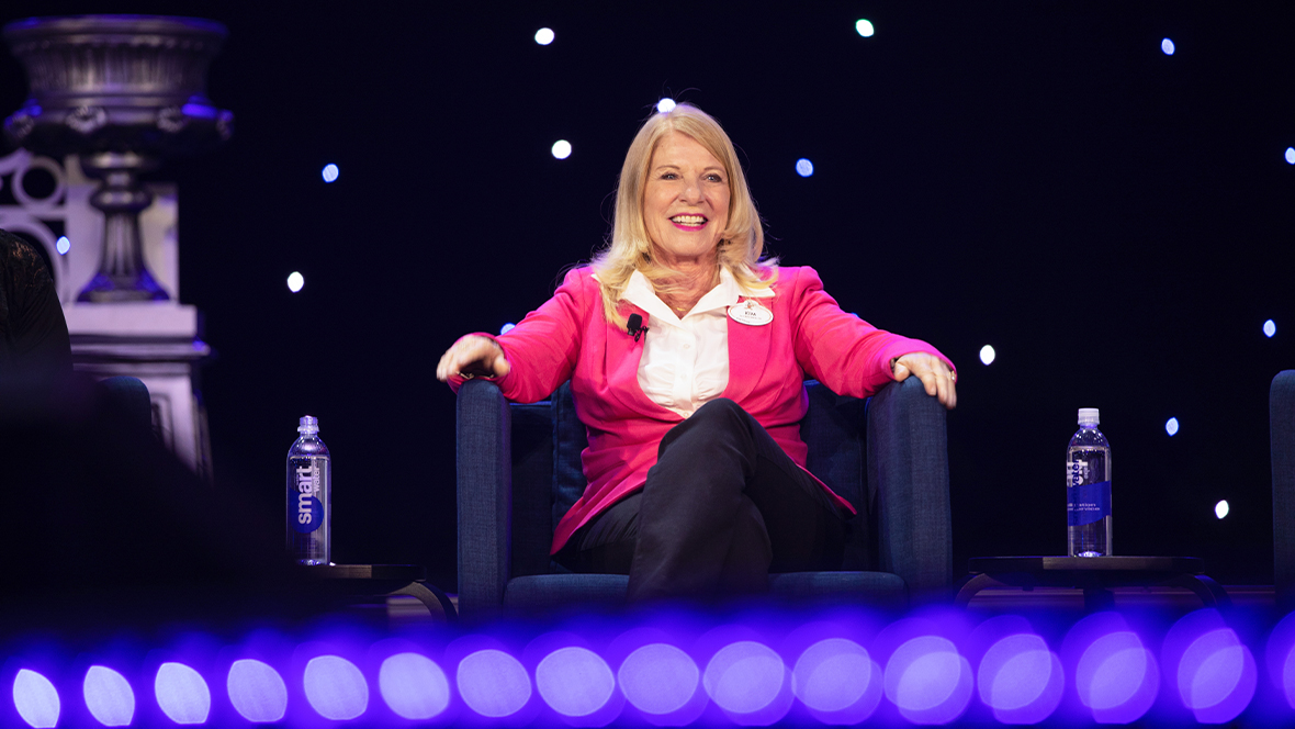Disney Legend Kim Irvine appears onstage during D23: The Ultimate Disney Fan Event.