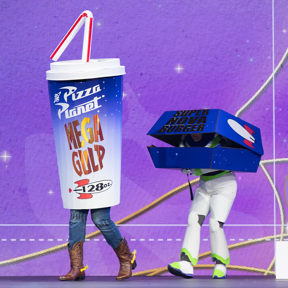 An image of the &ldquo;To Pizza and Beyond&rdquo; Audience Choice Award winner from the D23 2026 Mousequerade costume contest at D23: The Ultimate Disney Fan Event.