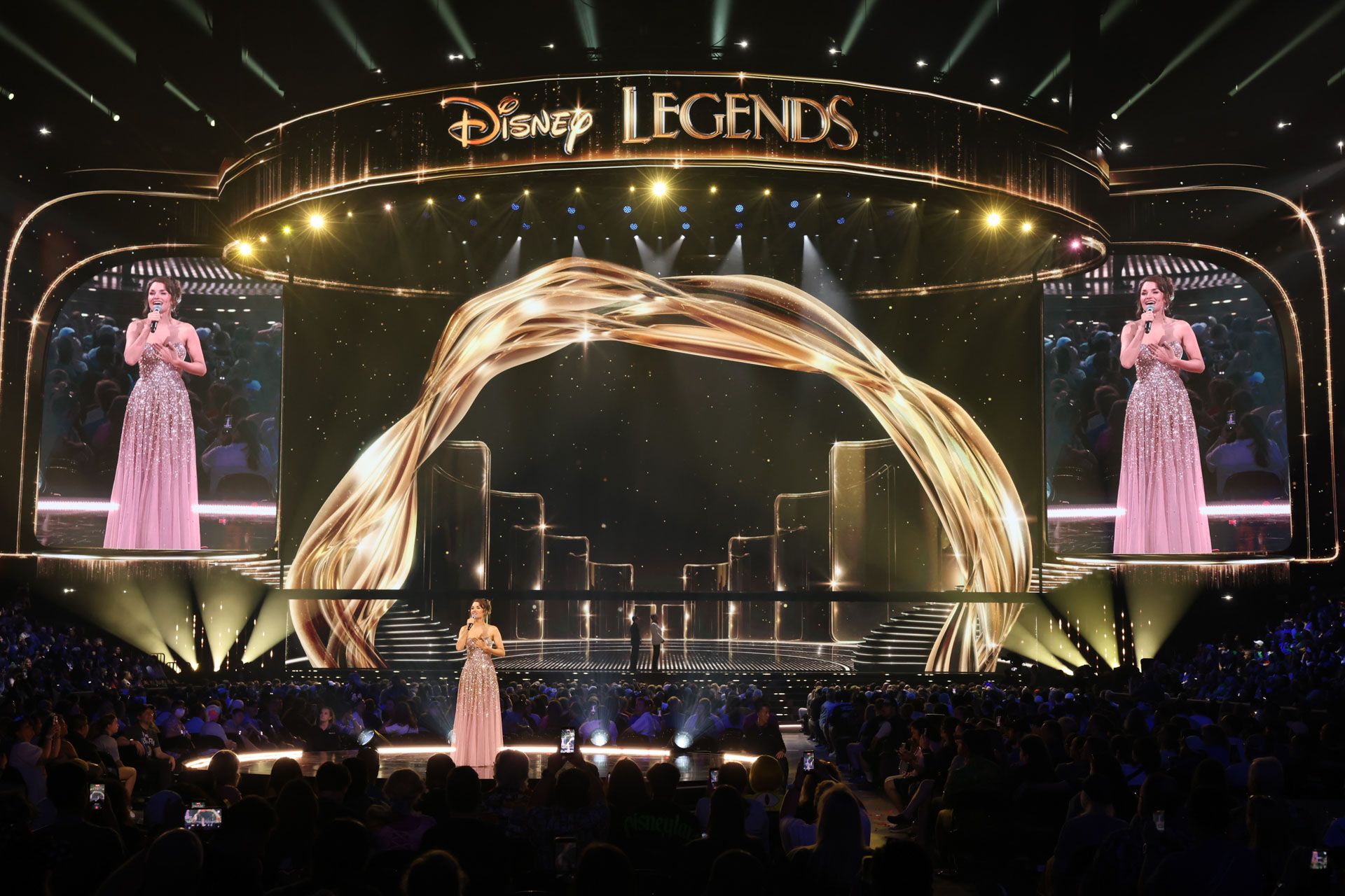 Samantha Barks performs onstage before a live audience during the 2026 Disney Legends Awards ceremony.