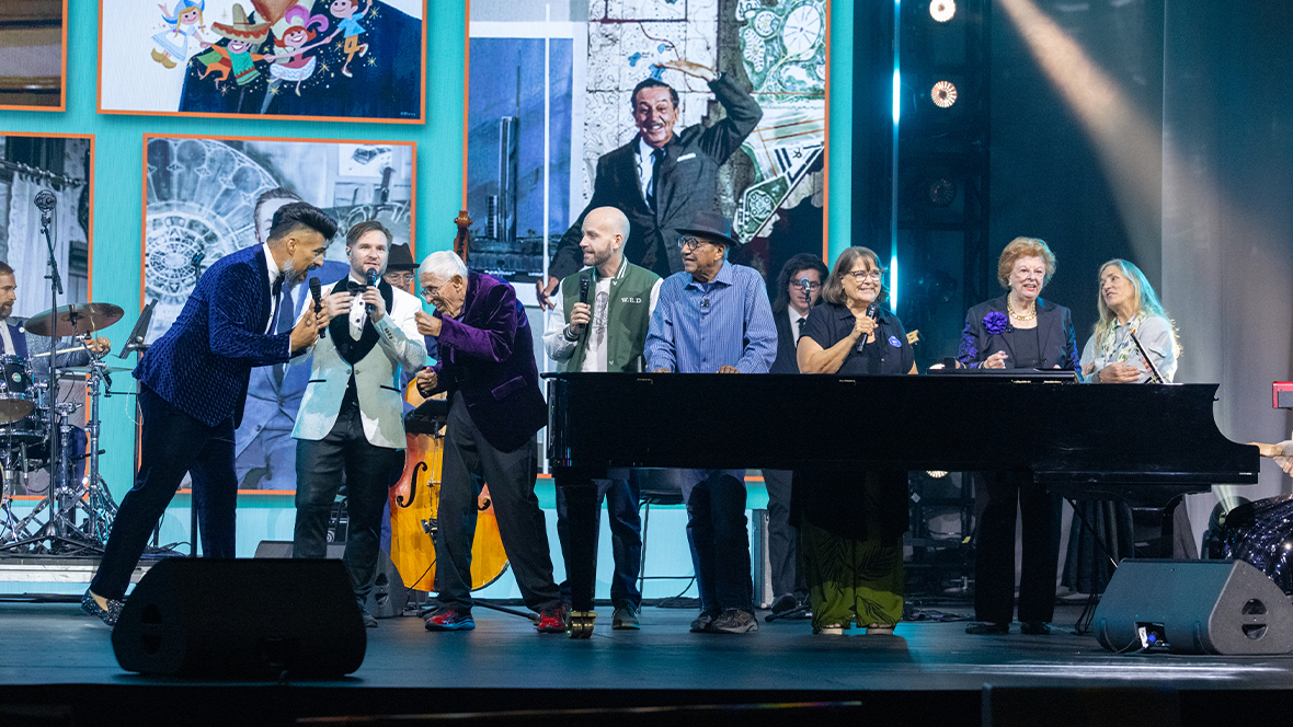 An image from the final performance during the &ldquo;Walt Disney: 125 Years of Inspiration&rdquo; panel at D23: The Ultimate Disney Fan Event 2026.