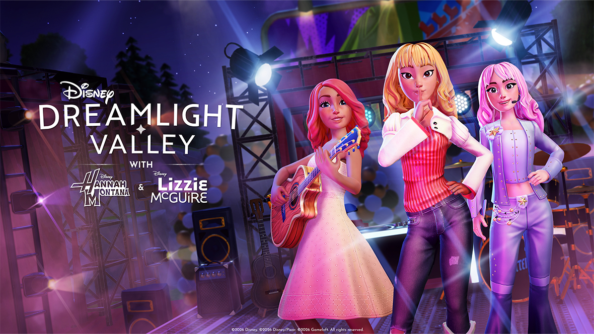 Key art for the upcoming Hannah Montana & Lizzie McGuire collection debuting in Disney Dreamlight Valley starting on August 19.