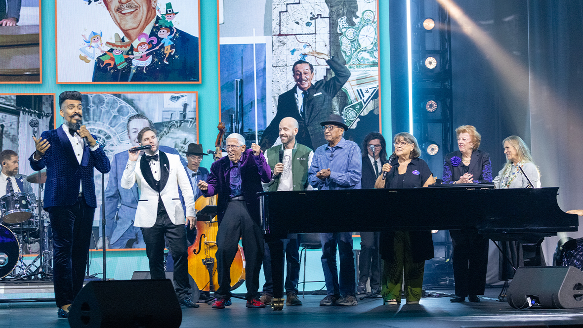 An image from the final performance during the &ldquo;Walt Disney: 125 Years of Inspiration&rdquo; panel at D23: The Ultimate Disney Fan Event 2026.