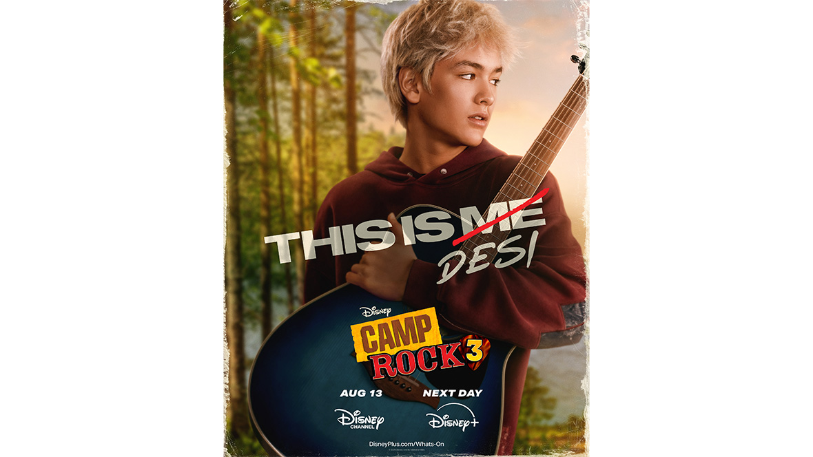 A promotional image of Hudson Stone as Desi in Disney&rsquo;s Camp Rock 3.