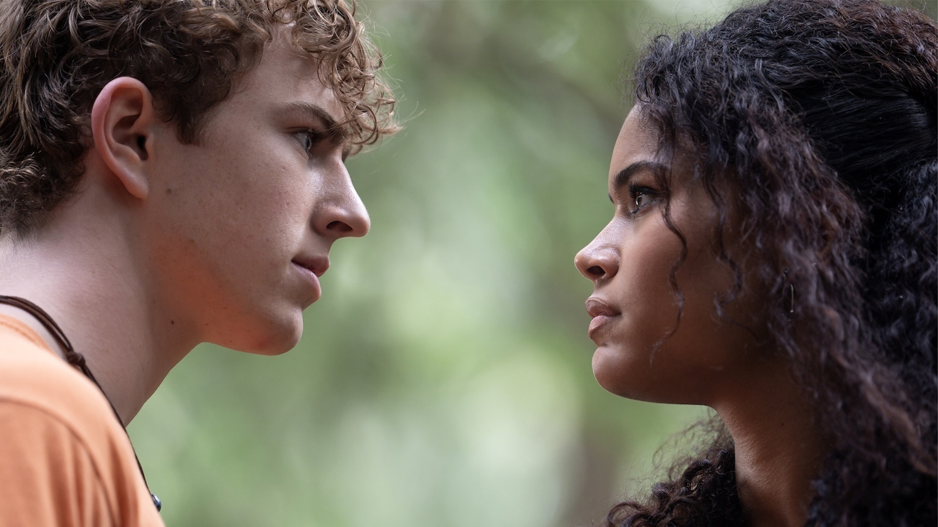 Percy Jackson (Walker Scobell) and Thalia (Tamara Smart) face off in Season 3 of Percy Jackson and the Olympians.