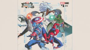 A variant cover image for MARVEL Tōkon: First Strike, featuring characters including Captain America, Spider-Man, Doctor Doom, Storm, and Ghost Rider.