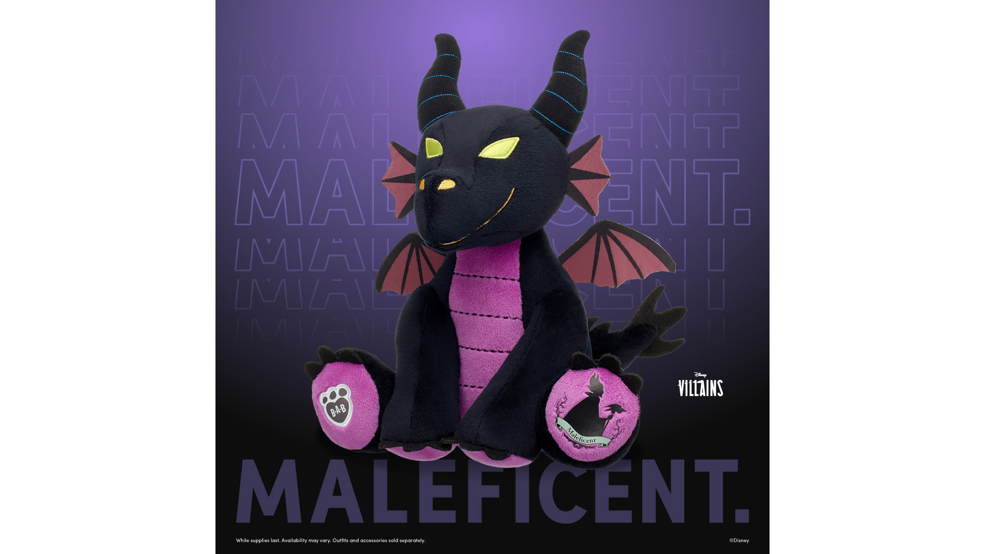 Maleficent-themed plush dragon from Disney Villains and Build-A-Bear.