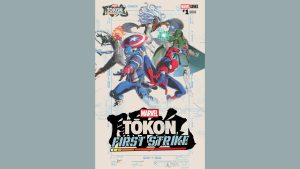 A variant cover image for MARVEL Tōkon: First Strike, featuring characters including Captain America, Spider-Man, Doctor Doom, Storm, and Ghost Rider.
