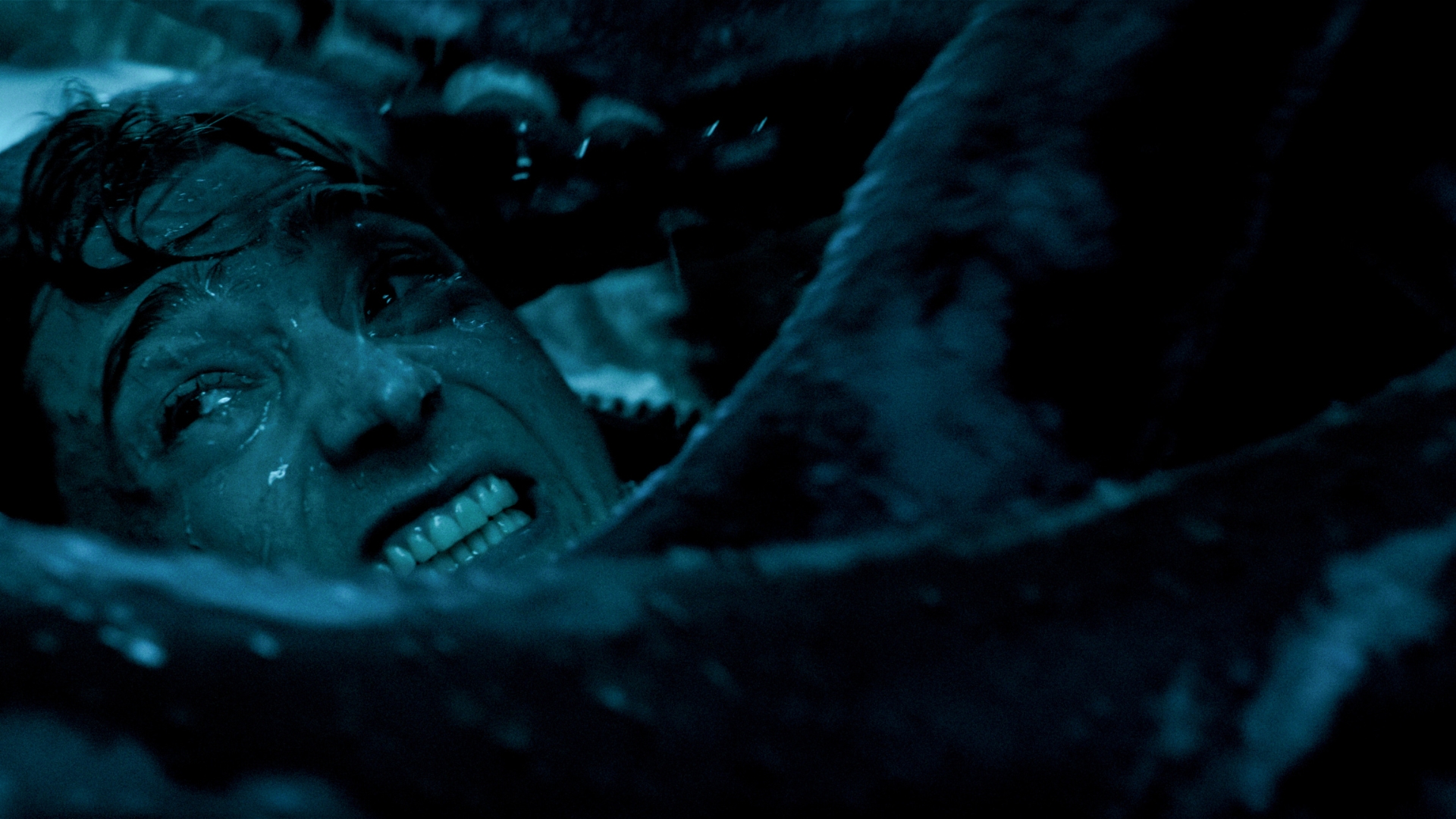 A closeup of Jay Gardiner, played by Austin Abrams, constricted inside a whale&rsquo;s stomach in a scene from 20th Century Studios&rsquo; Whalefall