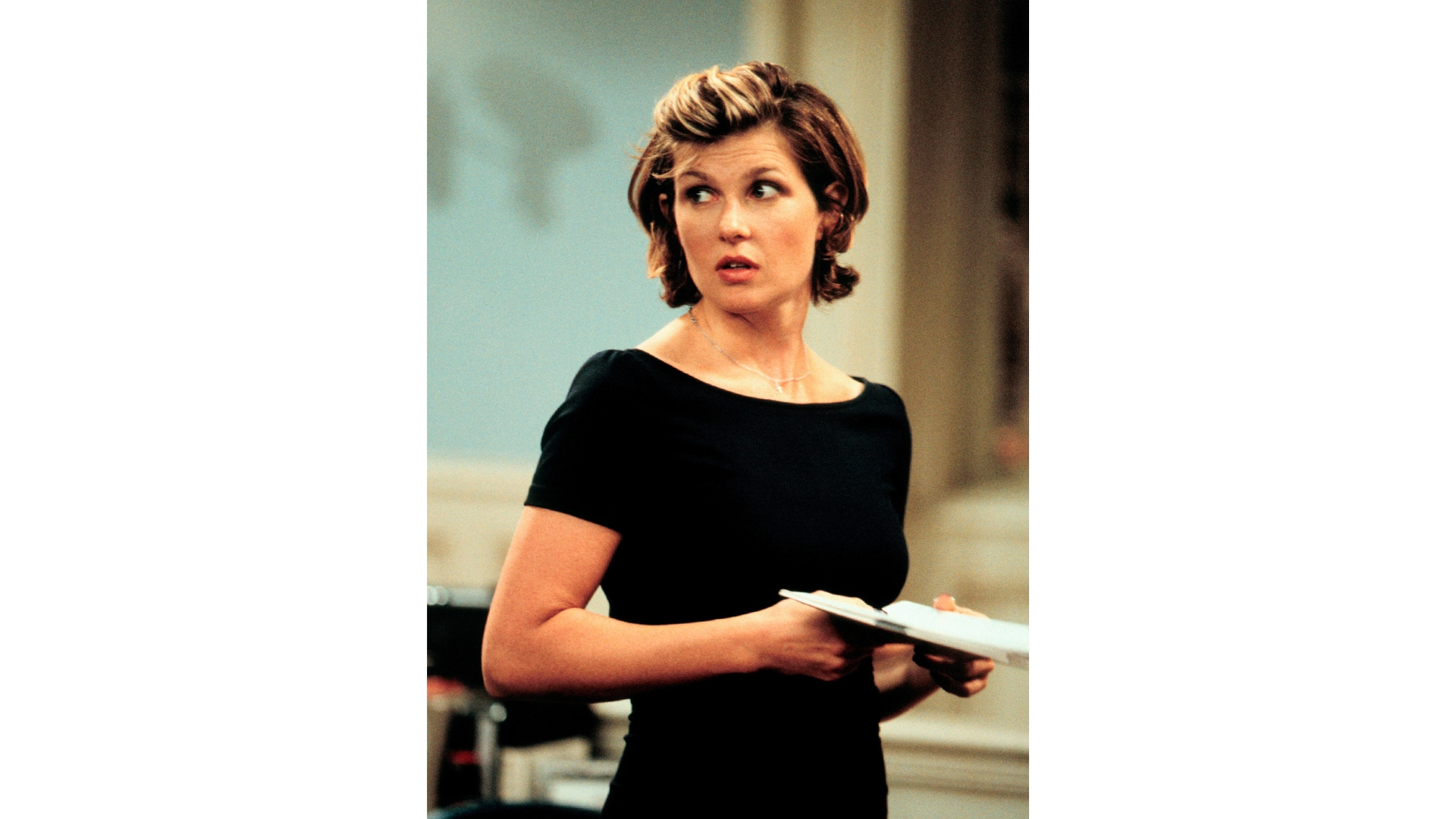 An image of Connie Britton as Nikki on ABC&rsquo;s Spin City. Photo courtesy ABC Photo Archives.