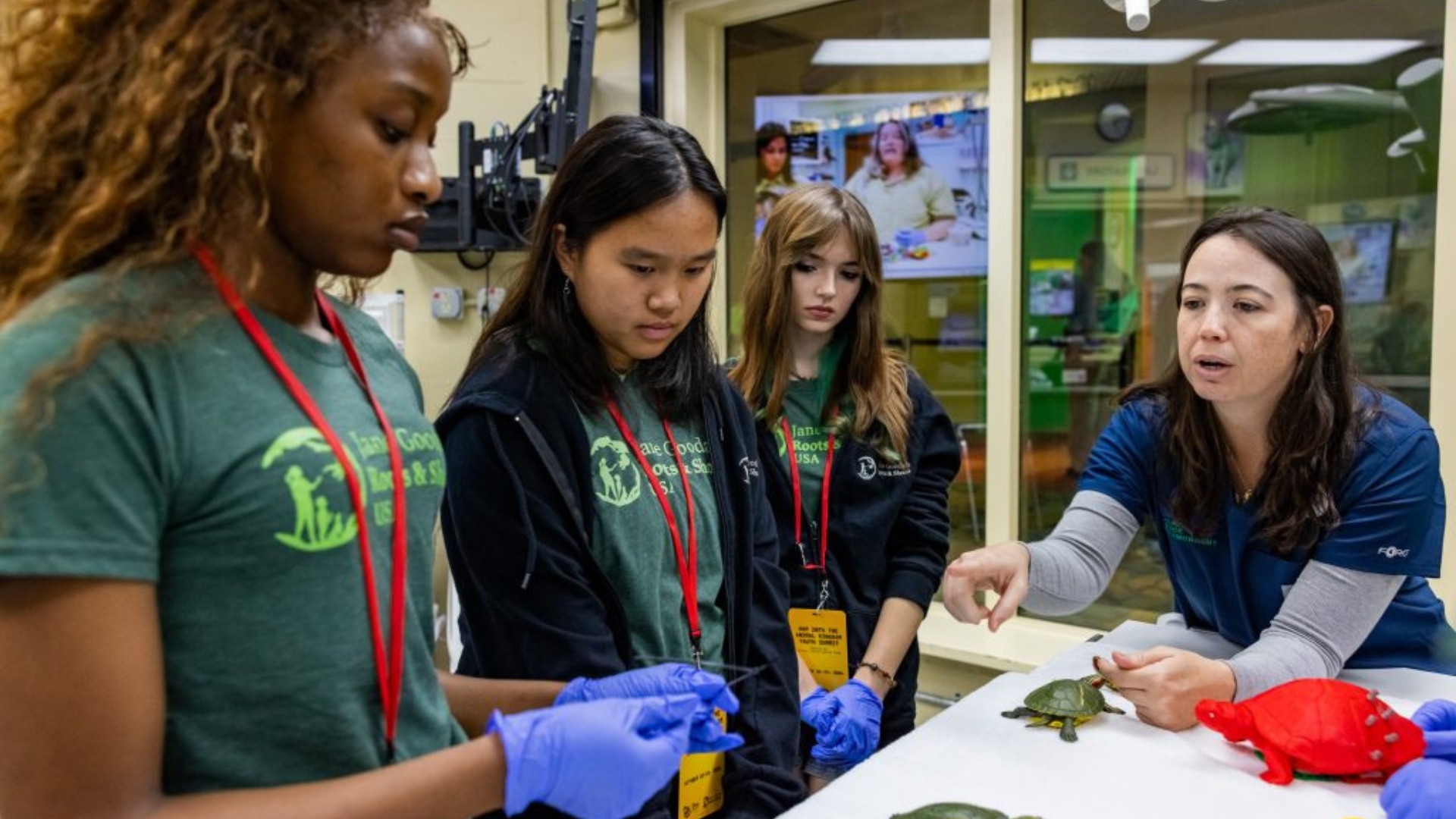 Several youth conservation leaders during an immersive experience at Disney Animal Kingdom, held as part of a multi-day conservation summit at Walt Disney World Resort.