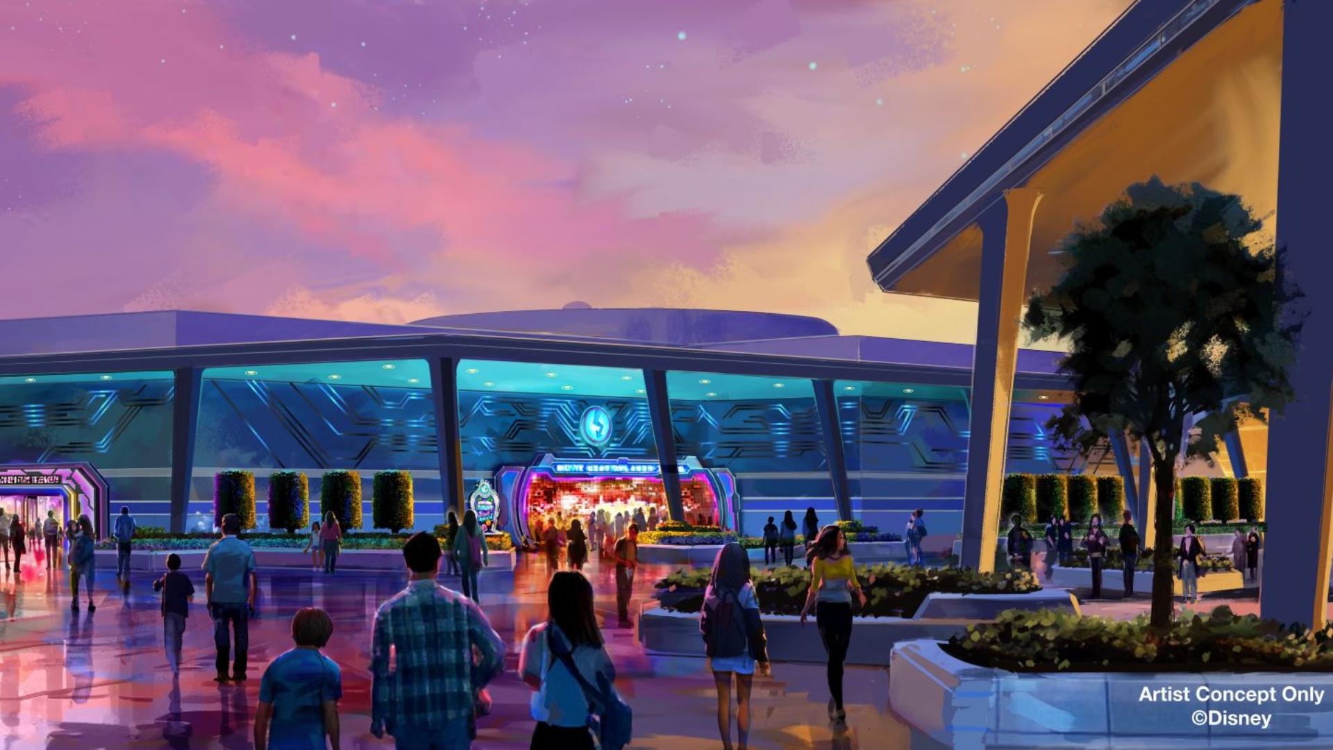 An artist’s rendering of the exterior to the new Wreck-It Ralph-themed attraction, Sugar Rush: Sweet Rescue, coming to Tokyo Disneyland in spring 2027.
