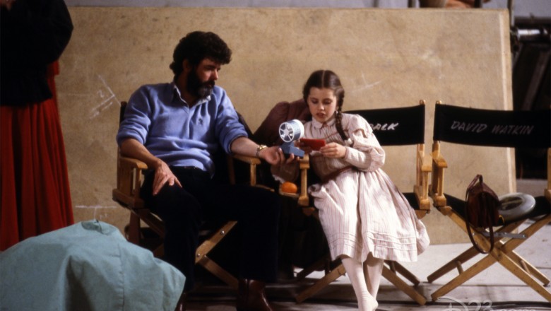George Lucas and Fairuza Balk on the set of Return to Oz